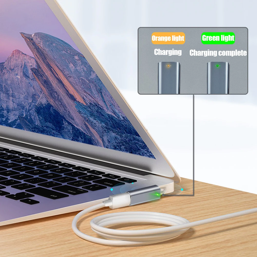 USB PD Adapter USB C Adapter Type C to Magsaf* 2 Connector PD Quick Charge Adapter for MacBook Air/Pro W/Indicator Light