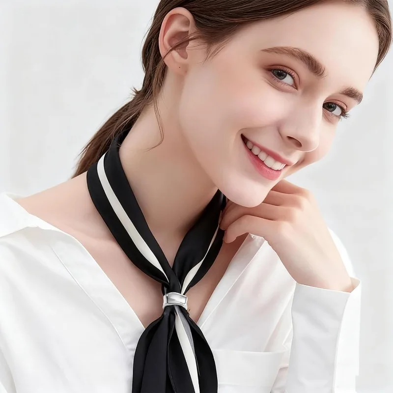 Women's Silk Scarf, Ring Clip, Fashionable Accessory, Fashionable Packaging Buckle for Convenient and Practical Storage