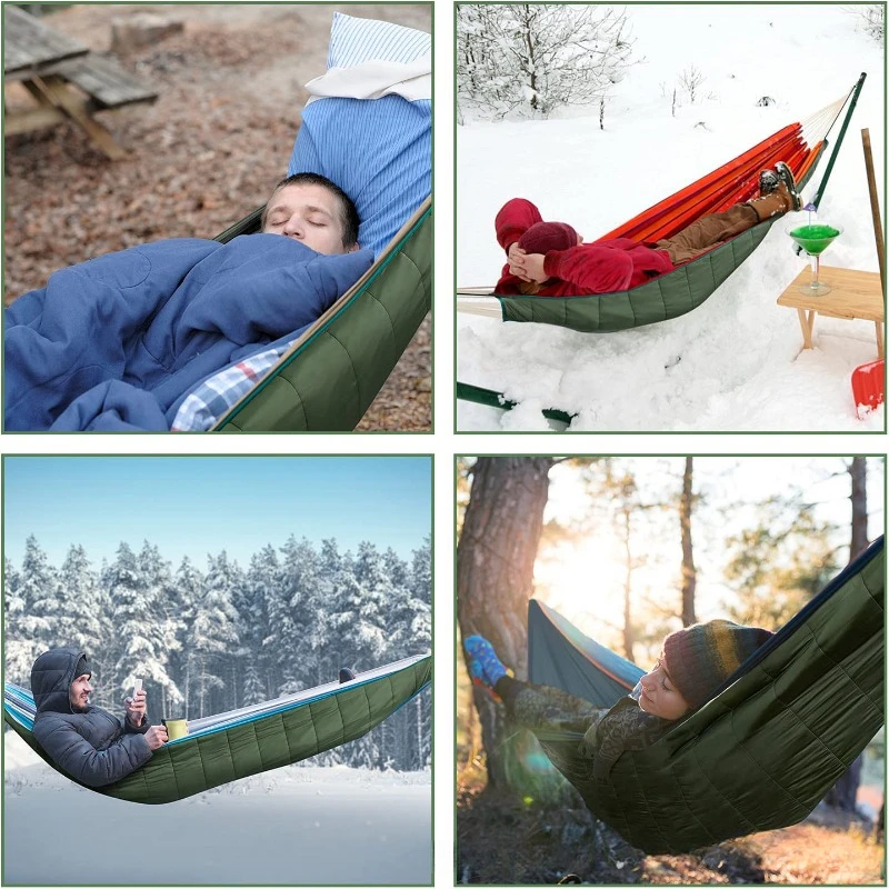 Camping Cotton Hammock Underquilt Portable Outdoor Warm Sleeping Bag Multifunctional Hammock Blanket Hiking Picnic Travel Swings 6
