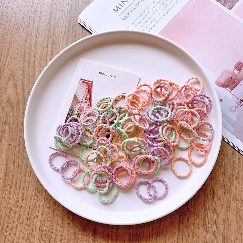 100pcs/bag Korean Kids Colorful Elastic Hair Rope Candy Color Rope Hair Tie Baby Girls Kids Hair Accessories Diameter 2cm