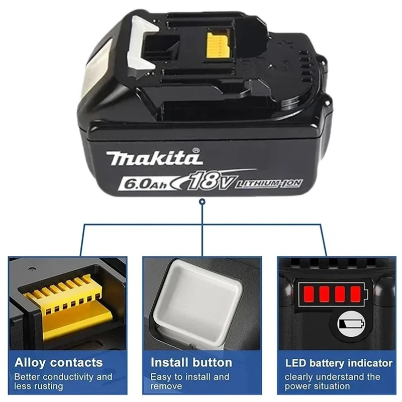 Makita Battery BL1860 Rechargeable Battery 18V 6.0Ah Lithium Ion for Makita 18v Battery 6Ah BL1850 BL1880 BL1860B LXT400 2