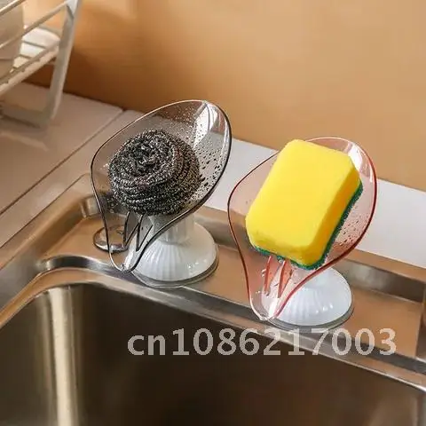 

Soap Holder Rack Suction Cup Rotatable Leaf Shape Punch-free Soap Box Drain Multifunction Kitchen Bathroom Supplies Gadgets