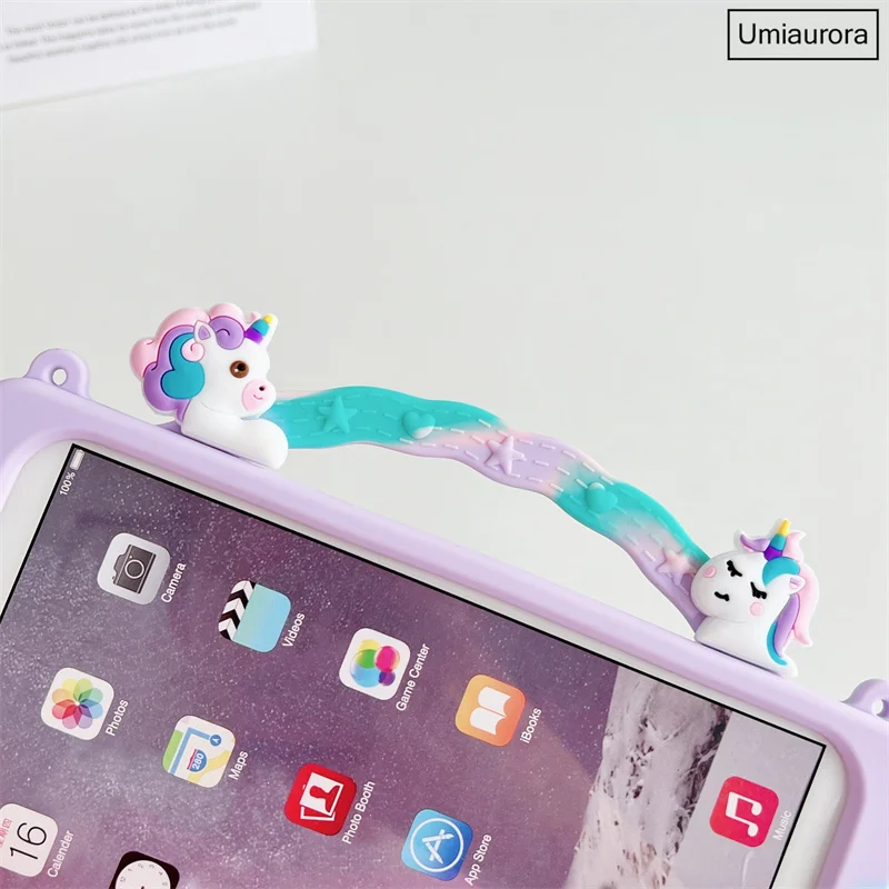 Cartoon Unicorn Silicone Tablet Capa para Samsung Galaxy Tab Kids Bubble Case a8 10.5 Sm-x200 X205 s6 a7 Lite T500 P610 T290 T220 - Imagem 3