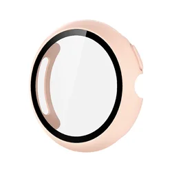 Premium All - Around Tempered Glass Screen Protector with Hard PC Bumper Case Cover for Pixel Watch 4 41mm (Pink)