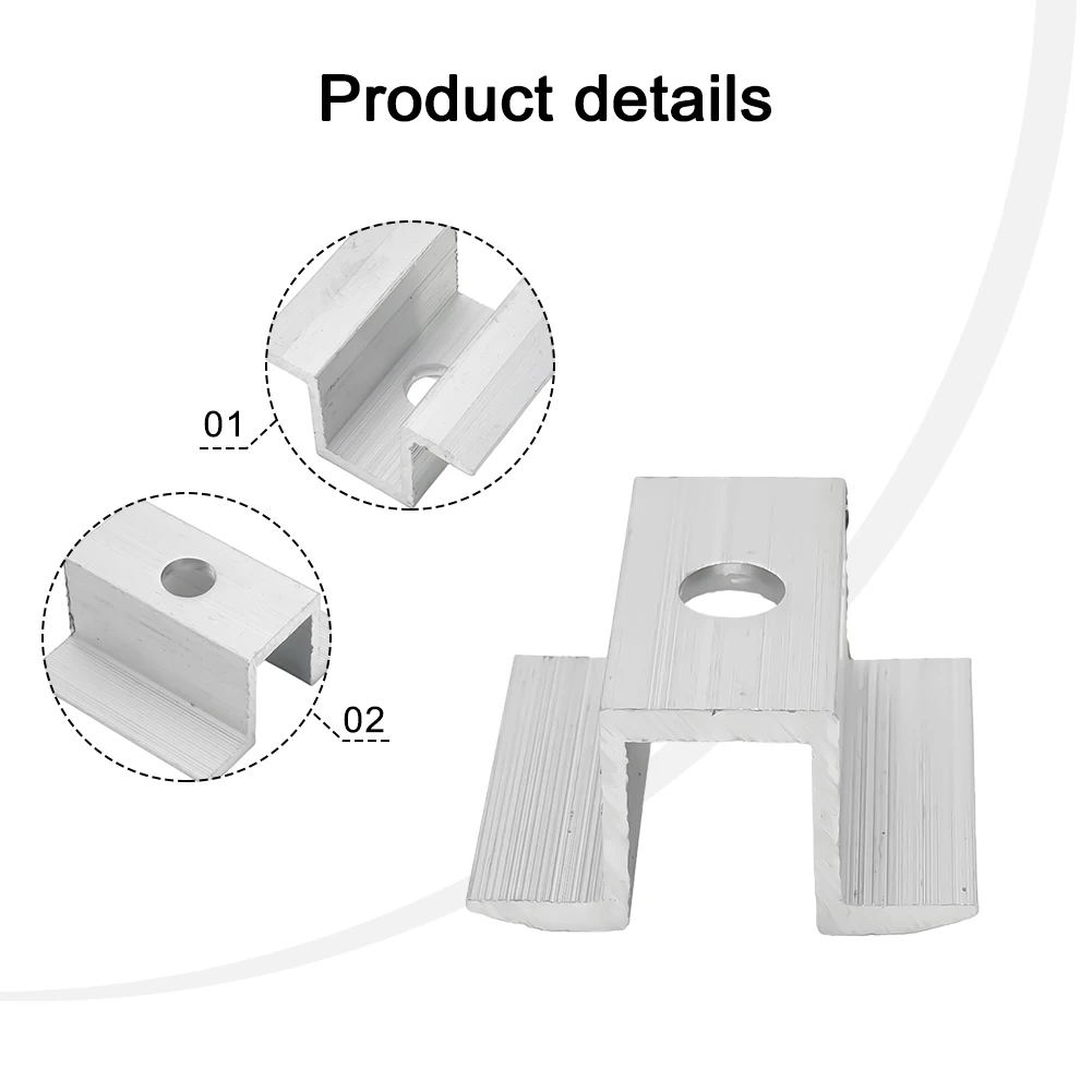 4/10 Stück Solar-Mittelklemme PV für Rahmenhöhe 25–50 mm Aluminium-Photovoltaik-Halterung Solarpanel-Zubehör Korrosionsbeständig – Detail 8