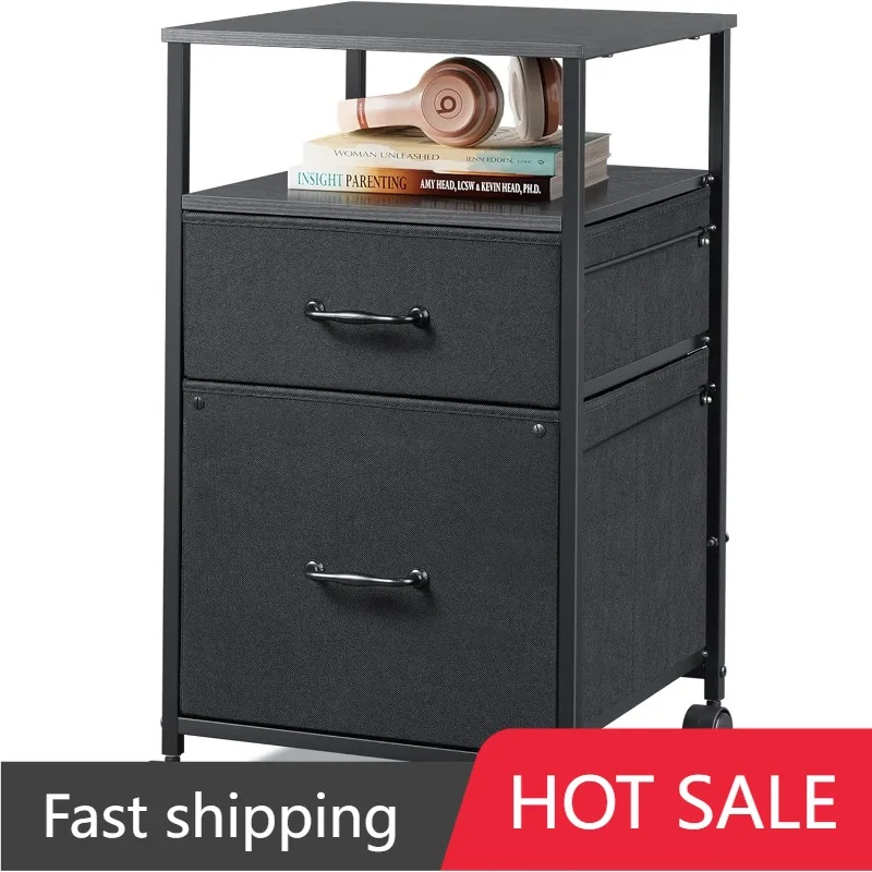 

Портативный шкаф для файлов DEVAISE с 2 выдвижными ящиками, подставка для принтера с открытой полкой для хранения, тканевый вертикальный шкаф для хранения, подходит для A4