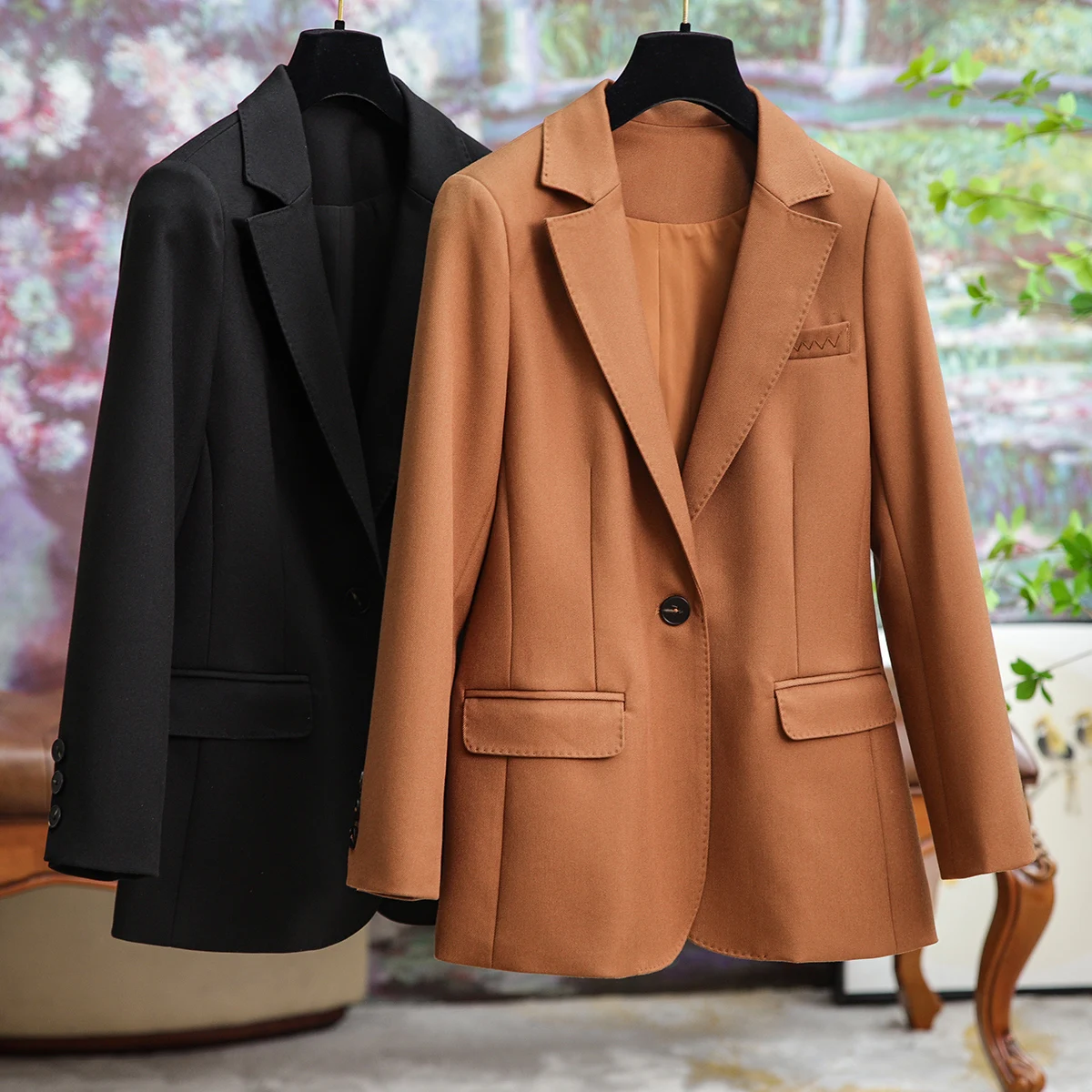 

Stereoscopic Slim One-button Wool Suit Jacket Female Fall New Temperament Formal Fashion Single-piece Suit Simple Women Clothing