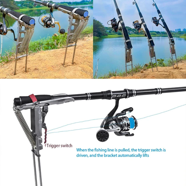1PCS Automatic Fishing Rod Holder Adjustable Spring Tension Double Spring  Folding Stainless Steel Upgrade Fishing Pole Stand - AliExpress