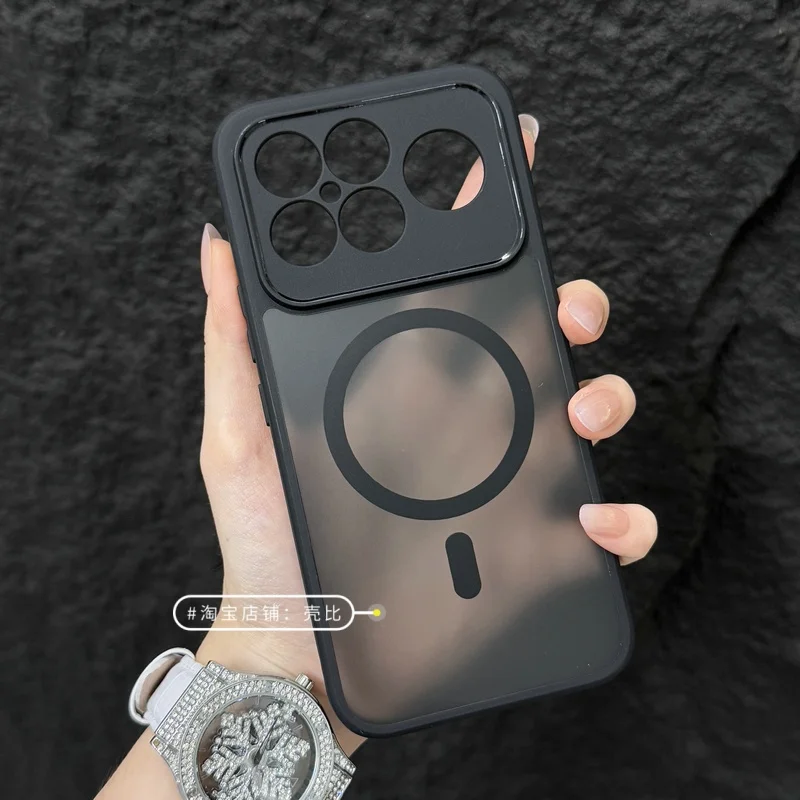 Matte Translucent Frosted Shockproof Back Cover with Magsafe Wireless Magnetic Charging Airbag Protection