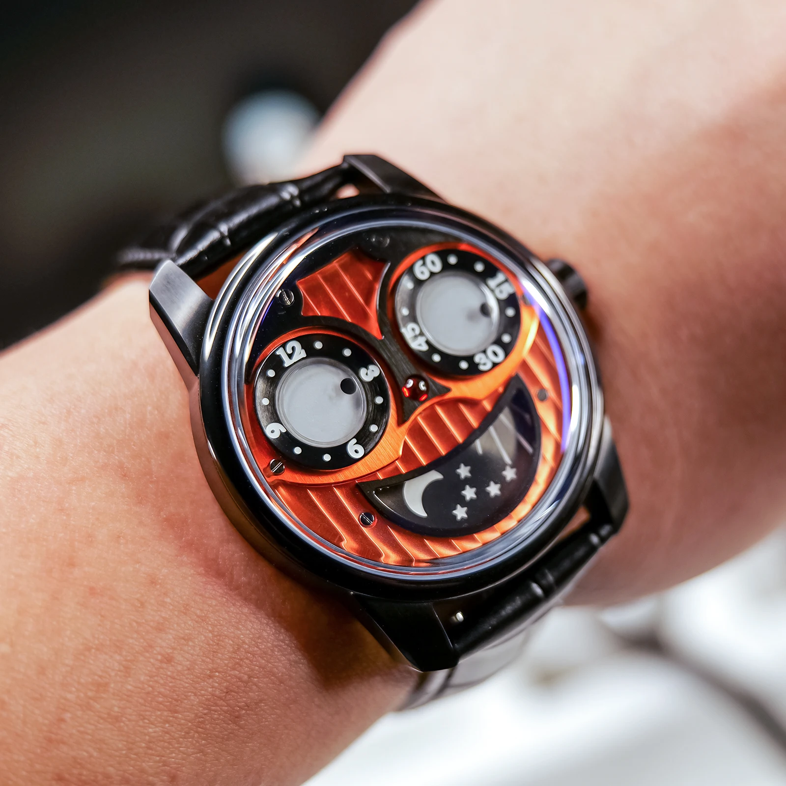 Oblvlo-男性用自動腕時計,大型時計,機械式時計,巻き戻し,手首,革,防水