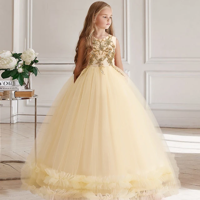 Meninas vestido crianças vestidos pequena princesa flor menina vestido  longo vestido de casamento crianças festa de natal roupas 1 2 3 6 8 anos -  AliExpress