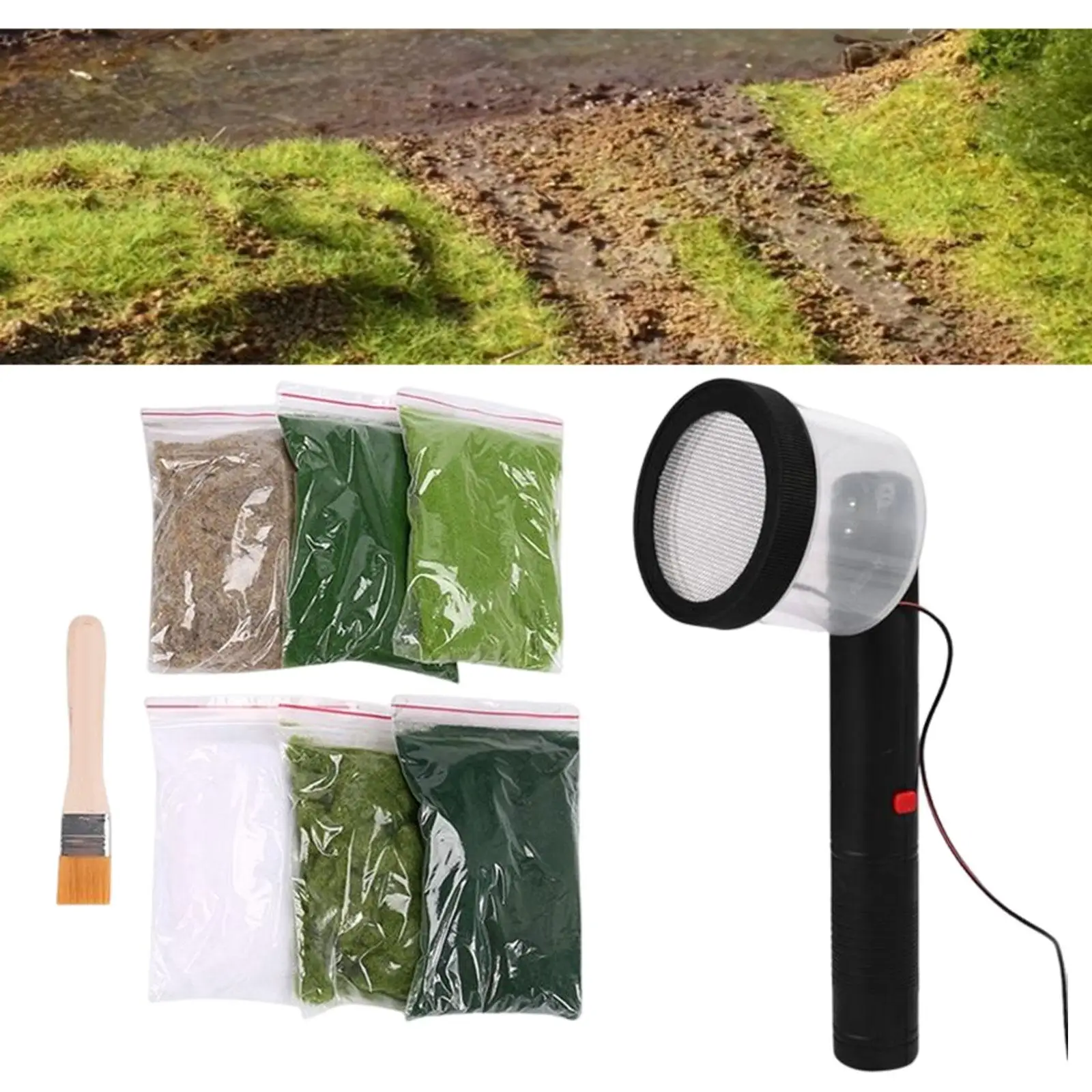 Static Grass Applicator for Landscaping with 6 Bags Planting Machine Flocking DIY Railway