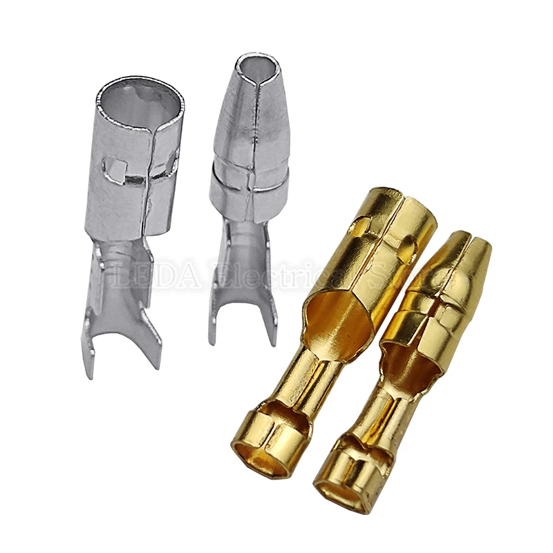 Terminal Connector Bullet Terminals 4.0mm Female and Male Connector Gold Brass/Silver Wire Connector Socket with Insulating Sleeves for Car