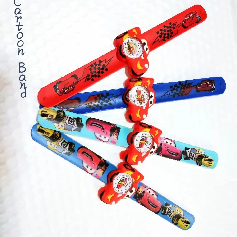 Hot Selling Children Watch Boy Cartoon Car Clock Silicone Tape Patted Table Students Lovely Cool Child Gift Boy Kids Watches Toy 5