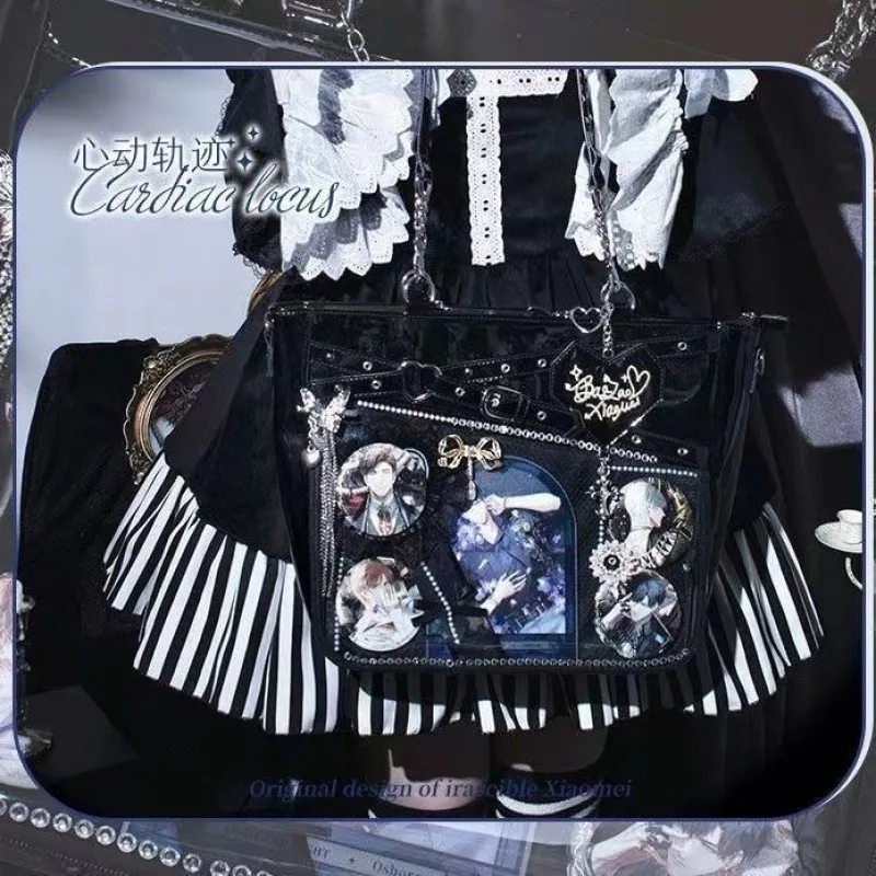 Nuova borsa a tracolla Ulzzang trasparente a grande capacità Spicy Girl Cool Ita con catena d'amore Love Chain._voghion.com