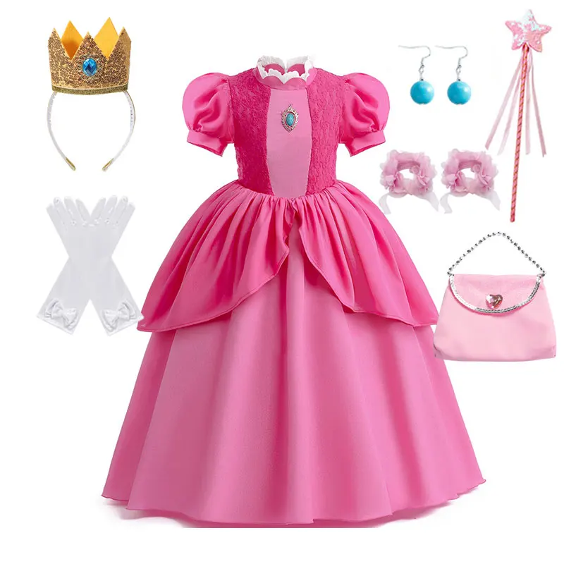 thumbnail image 1 of Vestido de princesa melocotón para niña, ropa de actuación de escenario para niños, Carnaval, fiesta de cumpleaños, Festival de revelación, disfraz de Cosplay, 1 of 5
