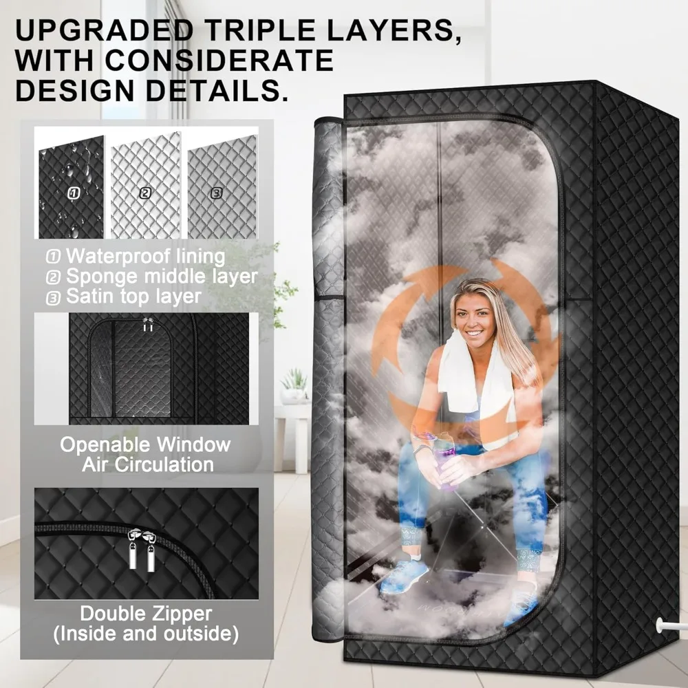 Steam Sauna Box, Portable Sauna for Home, Person Sauna Tent at Home Spa with 2.6L & 1500W, Remote Control, Home Saunas 4