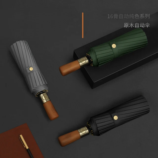 Nagy Esernyő Férfiak Üzleti Stílus 105 Cm Automatikus Eső 10K Szélálló Golf Esernyők Fa - Image 3