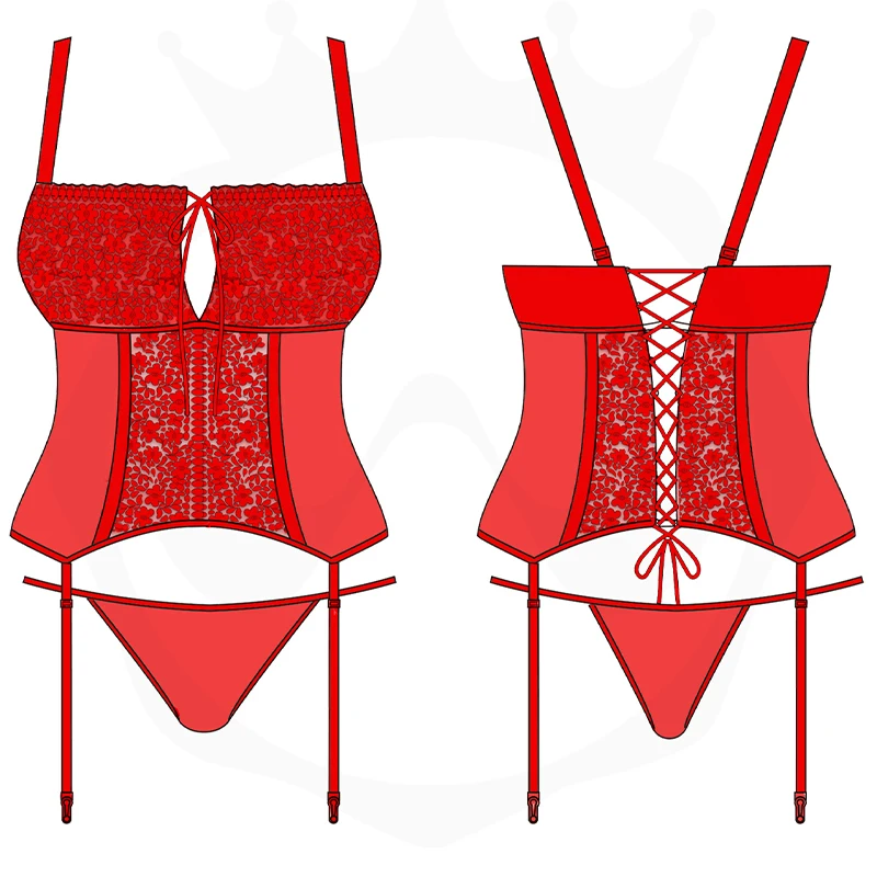 Women's Sexy Corset Plus Size Strappy Bodysuit Lace Push Up Shapewear Lingerie Slimming Underwear Breathable Bustiers
