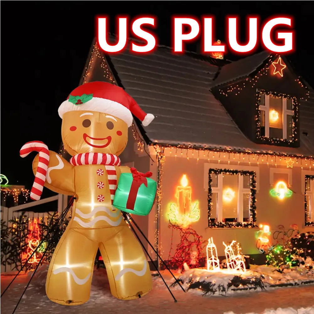 Decorazione Natalizia Gonfiabile Omino Pan Di Zenzero 2,4 M – Con 8 Luci LED, Per Esterno Giardino, Impermeabile E Facile Da Montare - 5