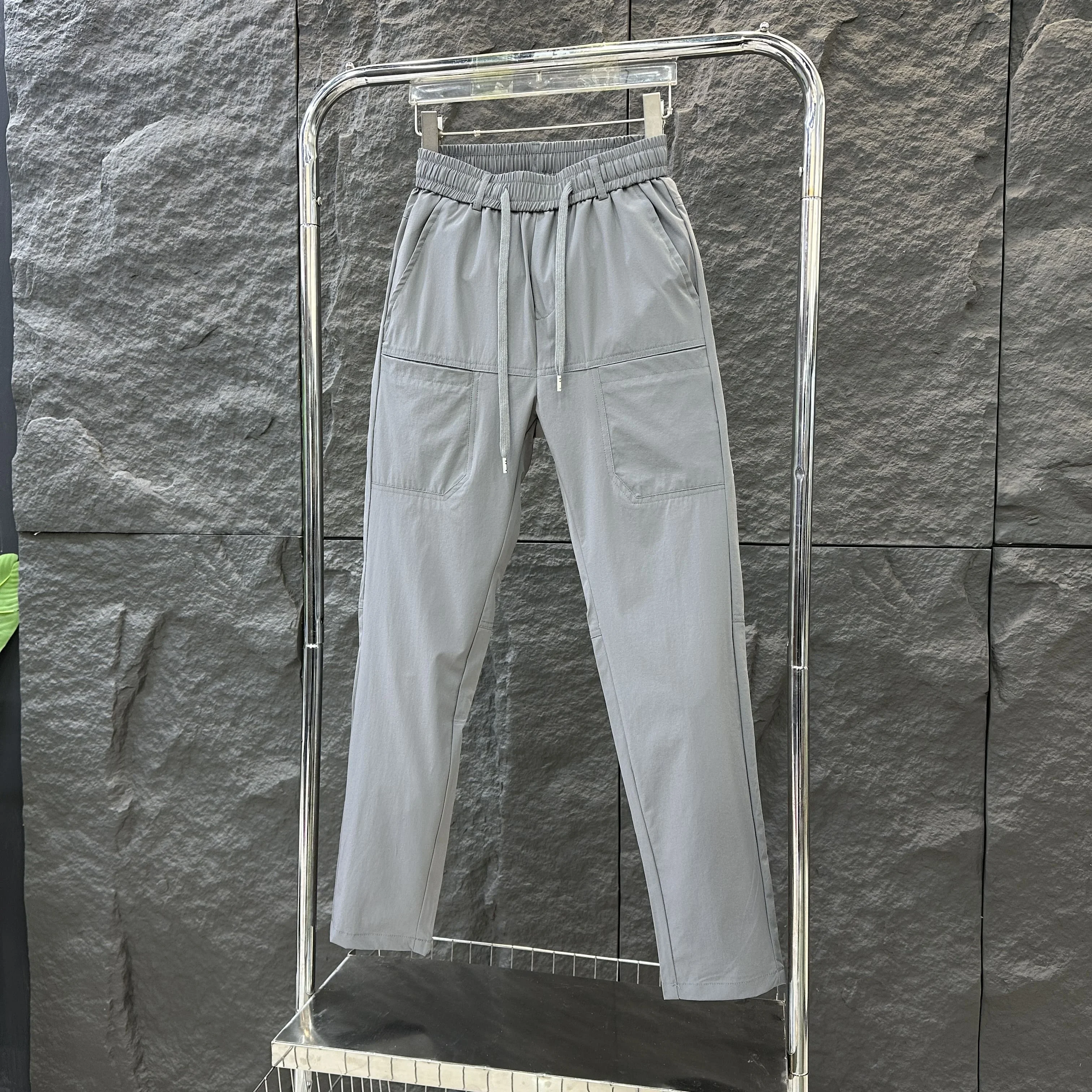 MultiPants High Stretch Multi-pocket Durable Cargo Pants Ice Silk Solid Color Waterproof High Elastic Men's Casual Daily Wear 4