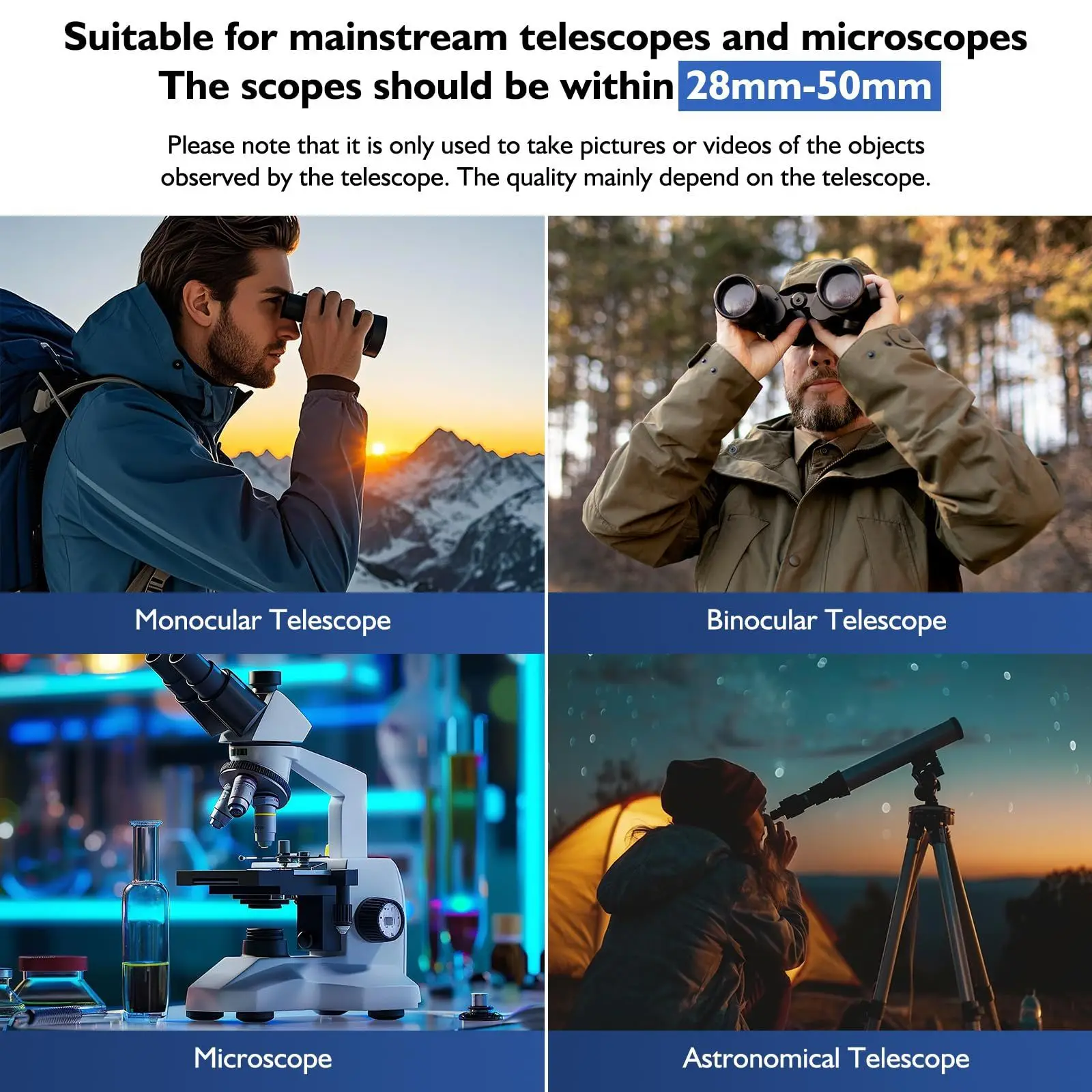 25mm-50mm 스코프용 HD WiFi 전자 접안렌즈 카메라 400만 화소 휴대용 스포팅 스코프 카메라
