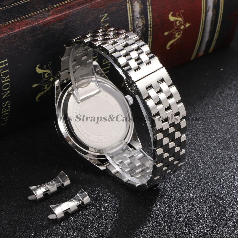 Premium Solid Stainless Steel Watchband - High Quality Strap with Curved/Flat End