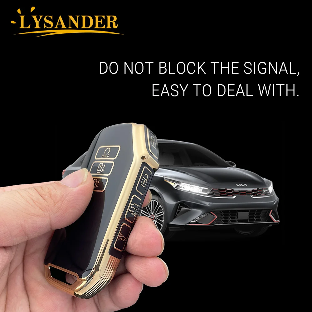 Key Case,Key Case Cover,Car Key Shell,Remote Control Case Cover 7 Button TPU Car Remote Key Case Cover Shell For Kia Sorento MQ4 Gold Edge Key Shell Keychain Keyring