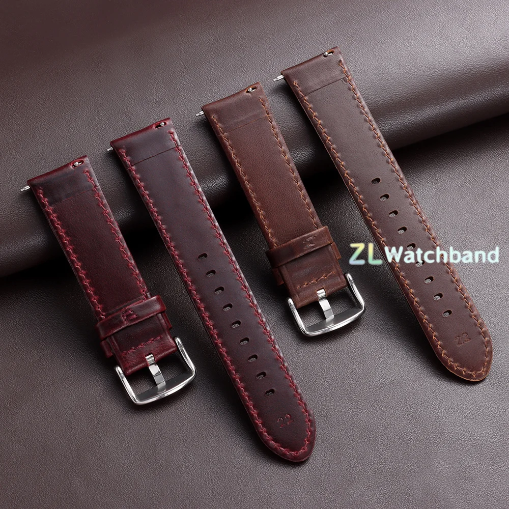 Vintage Genuine Leather Watchband - Quick Release Bracelet Universal Wristband