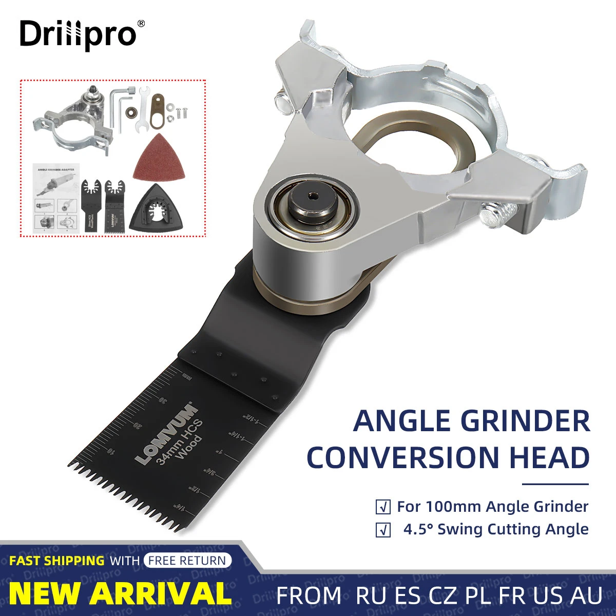 Drillpro M10 Angle Grinder Converter Oscillating Tool Adapter Head Set