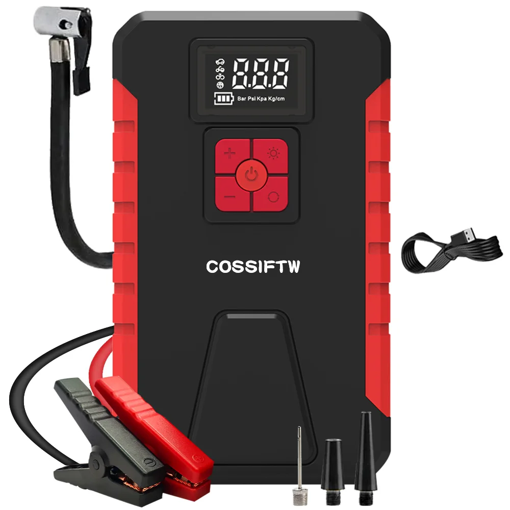 

600A Jump Starter Air Pump Power Bank Lighting Portable Air Compressor 4 In 1 Cars Battery Starters Starting Auto Tyre Inflator