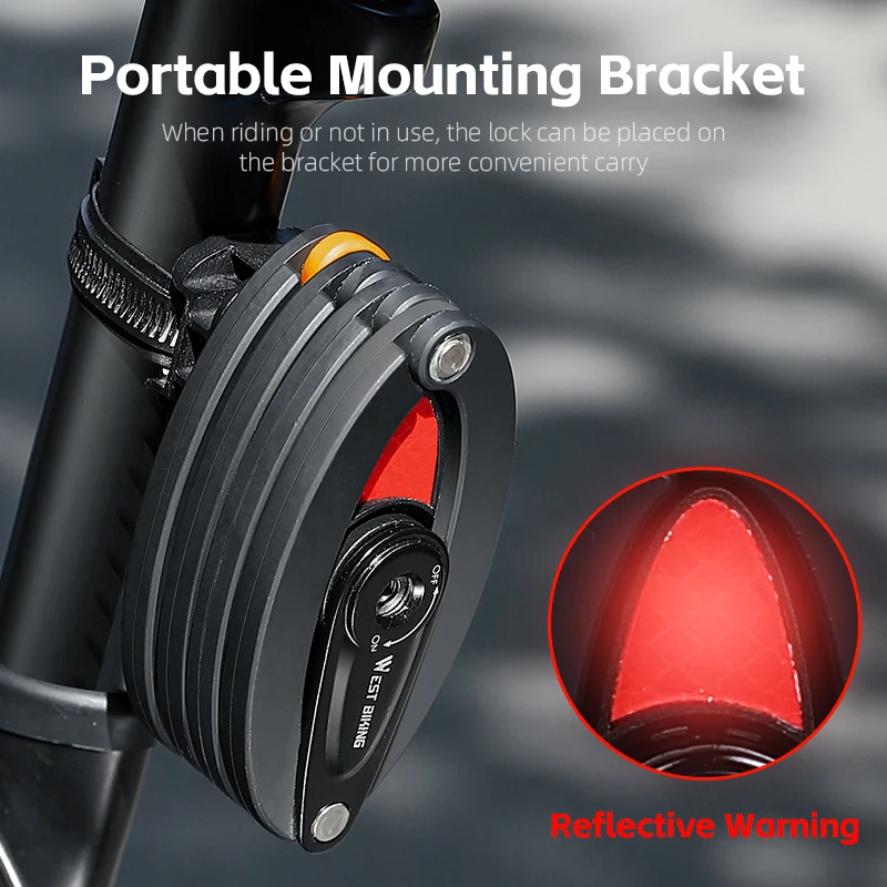 WEST BIKING Foldable Bicycle Lock Security Anti-Theft MTB Road