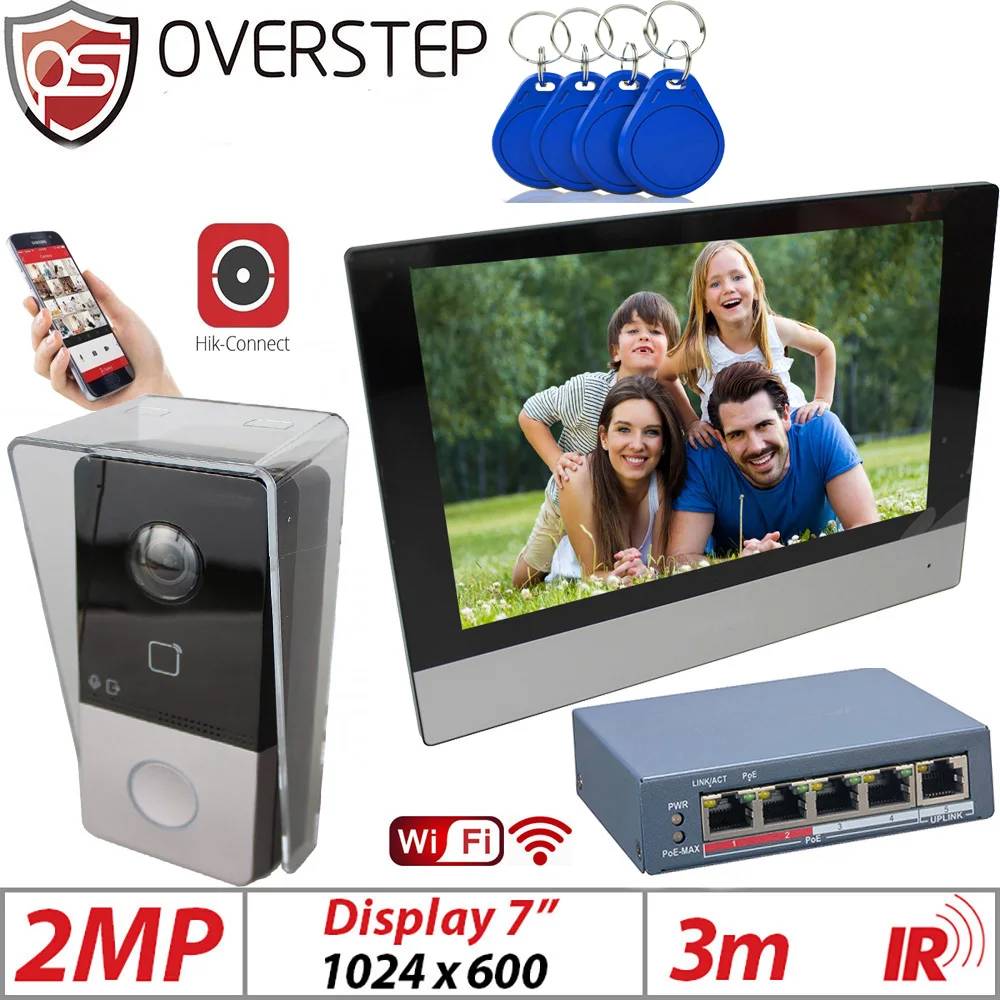 Mutil Language 4G Hik Ds-Kis603-P Kit Videocitofono Ds-Kv6113-Wpe1 (C) Ds-Kh6320-Wte1 Poe Campanello Porta Stazione Monitor Wifi