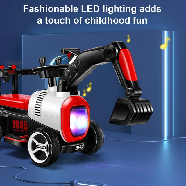 Children'S Four-Wheel Electric Excavator Engineering Vehicle Car Sliding 1-6 Year Male And Female Baby Toy Car With Music Light 2