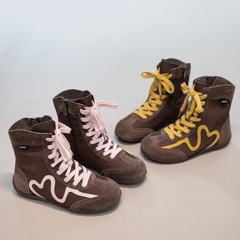 Girls Autumn Ankle Boots Soft Sole Korean Style School Shoes