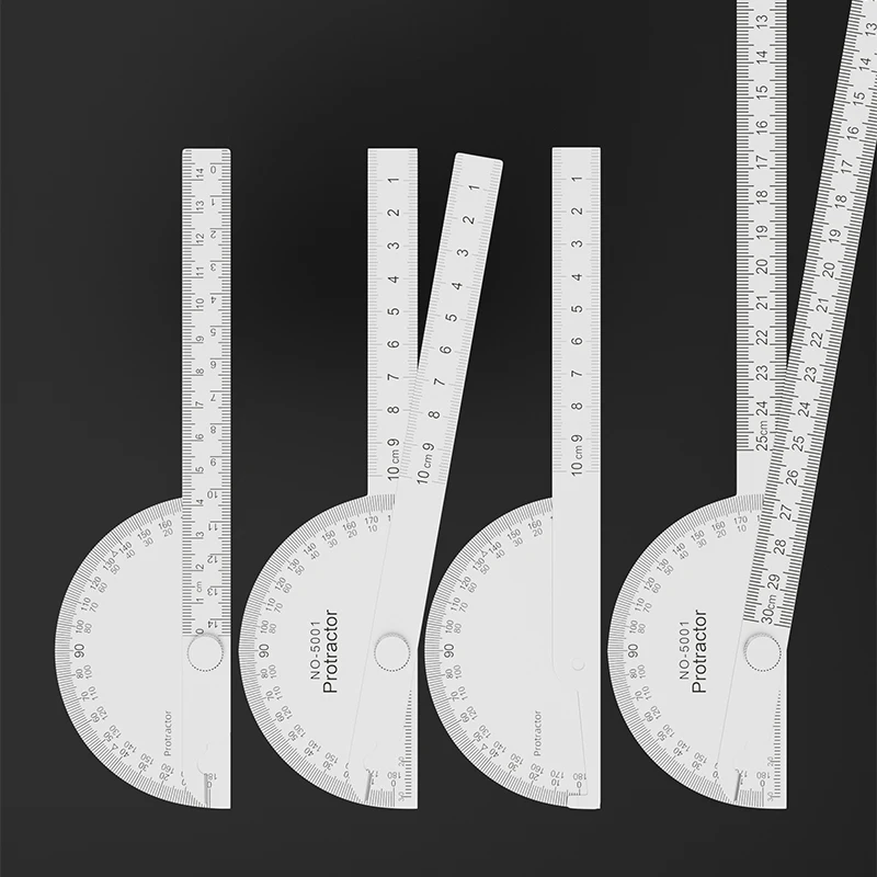 LUXIANZI Stainless Steel Protractor Angle Ruler 180 Degree Guage Woodworking Carpentry Tool Measuring Angle Meter Goniometer 6