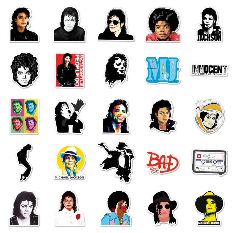 51 Adesivi Michael Jackson, Sticker Decorativi Fai-da-Te per Valigie, Auto, Tablet, Computer, Frigoriferi - immagine 4