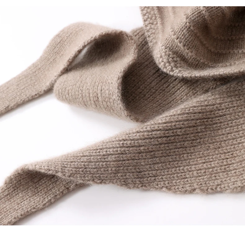 Herbst Winter 100 % Kaschmir Strickmütze Schal Combo für Frauen Gehörschutz Fake Kragen Warm gestrickt Halswärmer Schal mit Kapuze – Detail 12