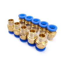  1Pcs Pneumatic Air Connector Fitting PC 4mm 6mm 8mm 10mm Thread 1/8 1/4 3/8 1/2 Hose Fittings Pipe Quick Connectors 