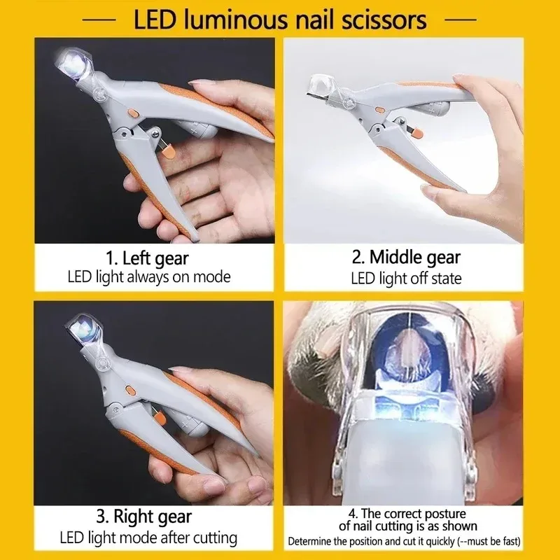 Professional Pet Nail Clipper Scissors With LED Light Cat Dog Nail Clippers Tool Scissors Toeclaw Cutter Pet Suppl