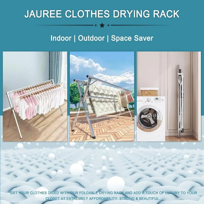 79 Inches Clothes Drying Rack, Stainless Steel Garment Rack Adjustable and Foldable Space Saving Laundry Drying Rack for Indoor 5