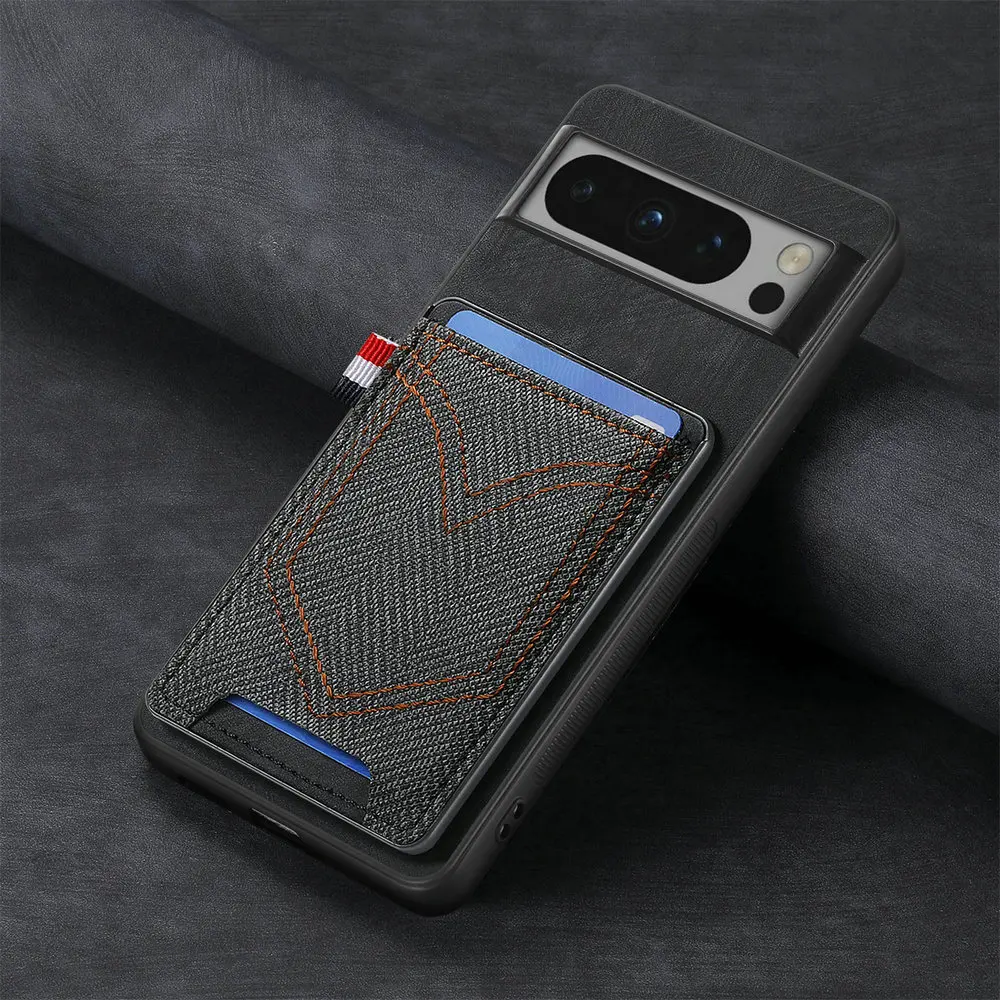 Leather Card Holder Case with Magnetic Car Mount and Shockproof Protection