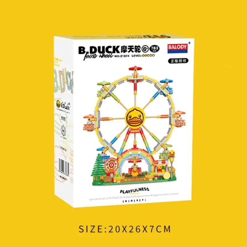BALODY building blocks B.Duck toy carousel model Ferris wheel ornaments Kawaii construction set girls birthday gift social game