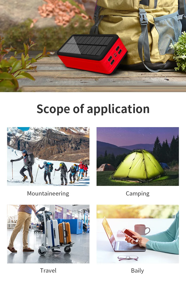 charging bank Large Capacity 99000mAh Solar Battery Charger with LED 4USB Portable Outdoor Travel External Battery for IPhone Samsung Xiaomi type c power bank