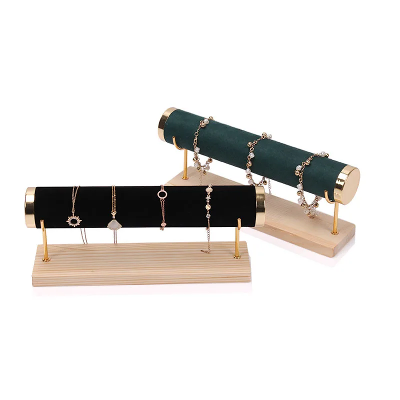 Velvet Bracelet Rack Jewelry Hard Bangle Necklace Display Stand Holder Jewelry Portable Chain Watch T-Bar Display Stand