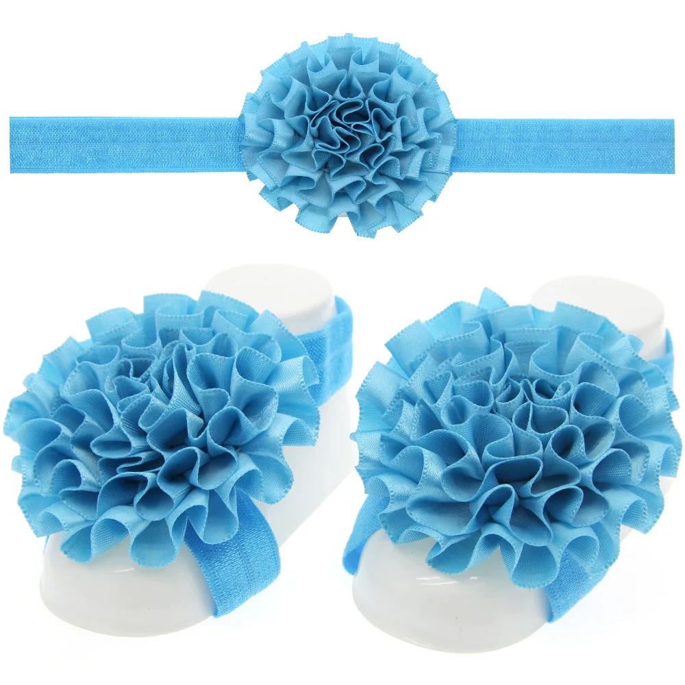 3PCS Flower Headband Baby Girls Barefoot Sandals Hair Foot Accessories Elastic Fashion Foot Decoration Kids Gift hair accessories hair bands hair headband accessories baby headband set