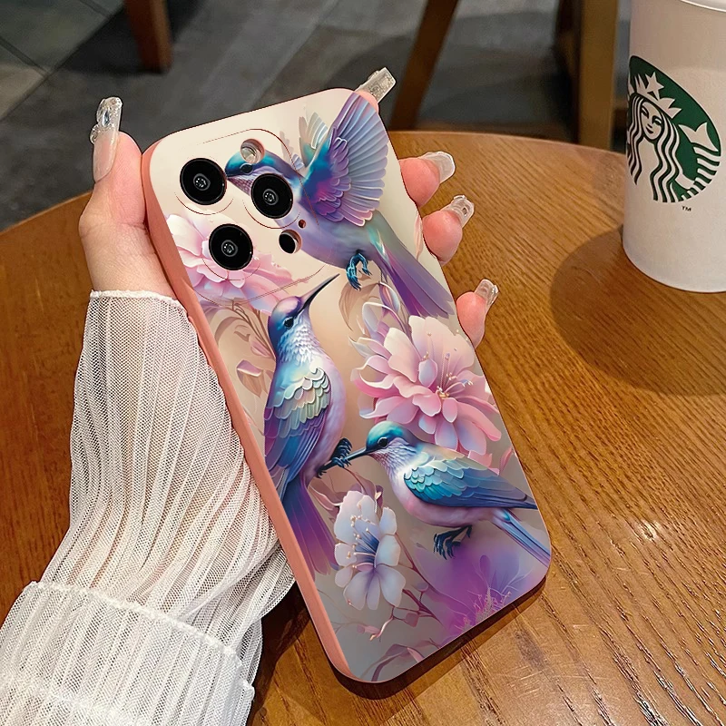 Elegant Floral & Bird Matte Shockproof Phone Case - Soft Protective Cover