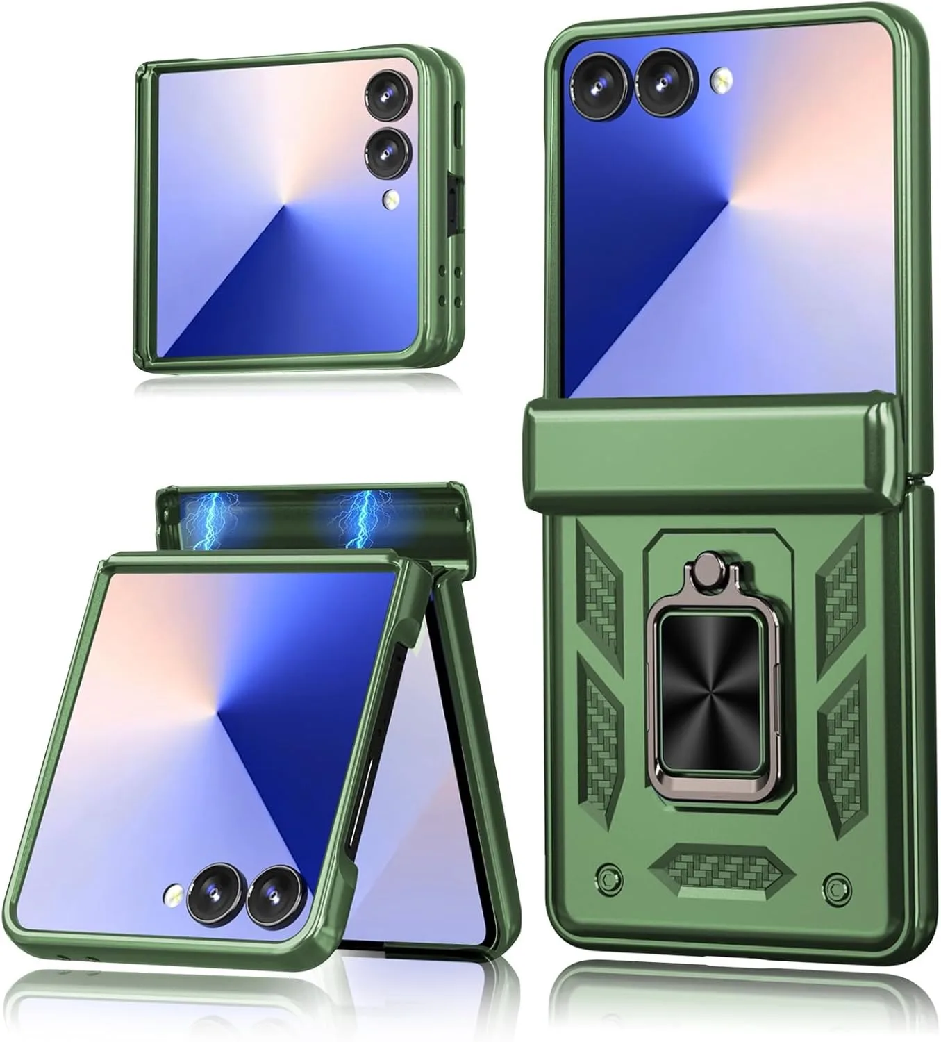 Luxury Shockproof Case with Ring Holder and Magnetic Hinge Protection