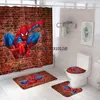 Anime Avengers Spiderman Shower Curtain Carpet Toilet Cover Cartoon Bath Mat Rug Pad Set Bathroom Decor Kids Gifts 3