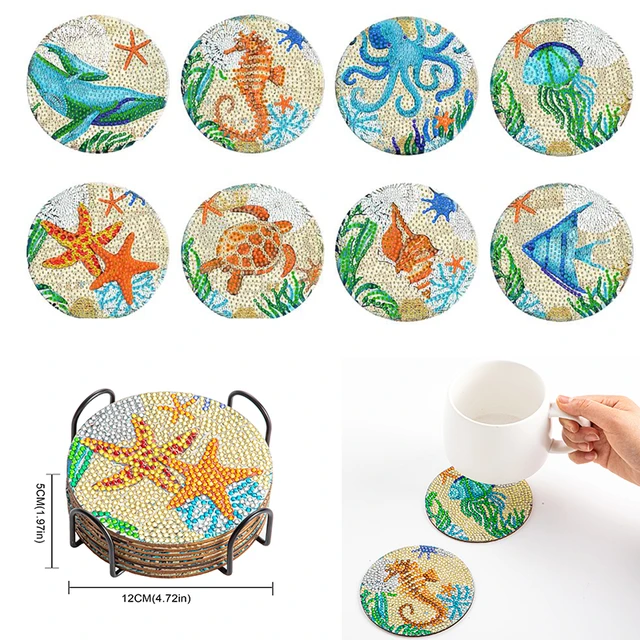 8 Pcs/sets Diamond Painting Coasters With Holder Ocean Diamond Art Coasters  Diy Crafts For Adults Small Diamond Painting Kits - Diamond Painting Cross  Stitch - AliExpress
